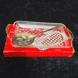 Crystal cranberry dish set